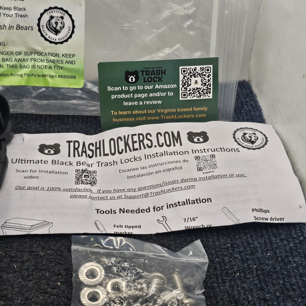 TrashLockers.com Primary Solutions Ultimate Black Bear Trash Locks