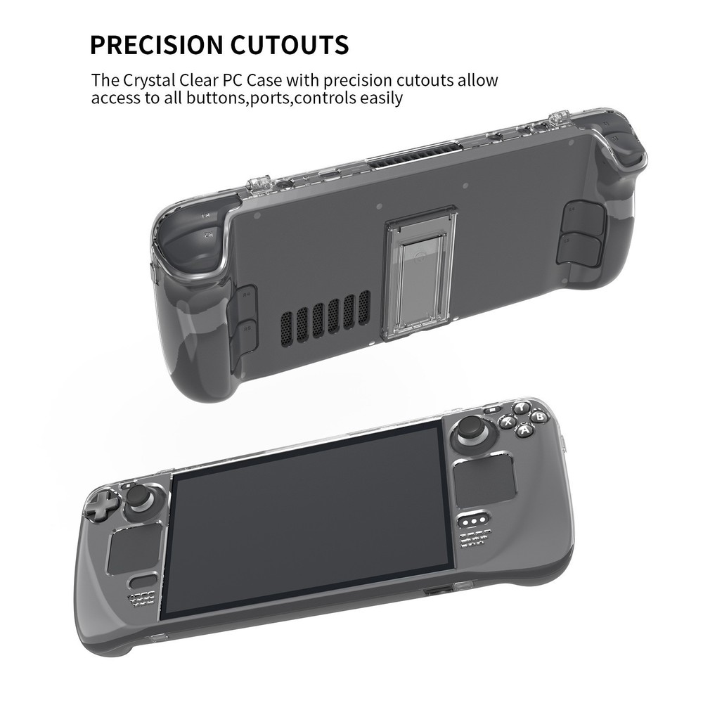 2 in 1 Crystal Clear Protective Back Case Shell for Steam Deck Game Console h
