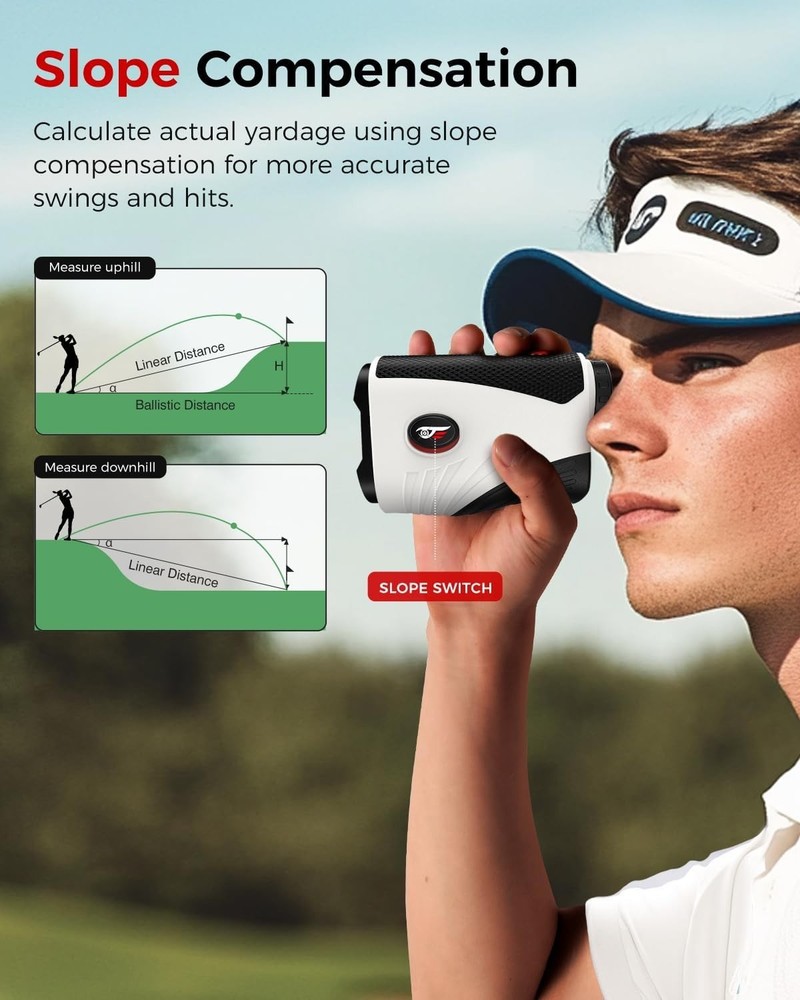 Waterproof Golf Rangefinder - 1200 Yards, Slope Compensation