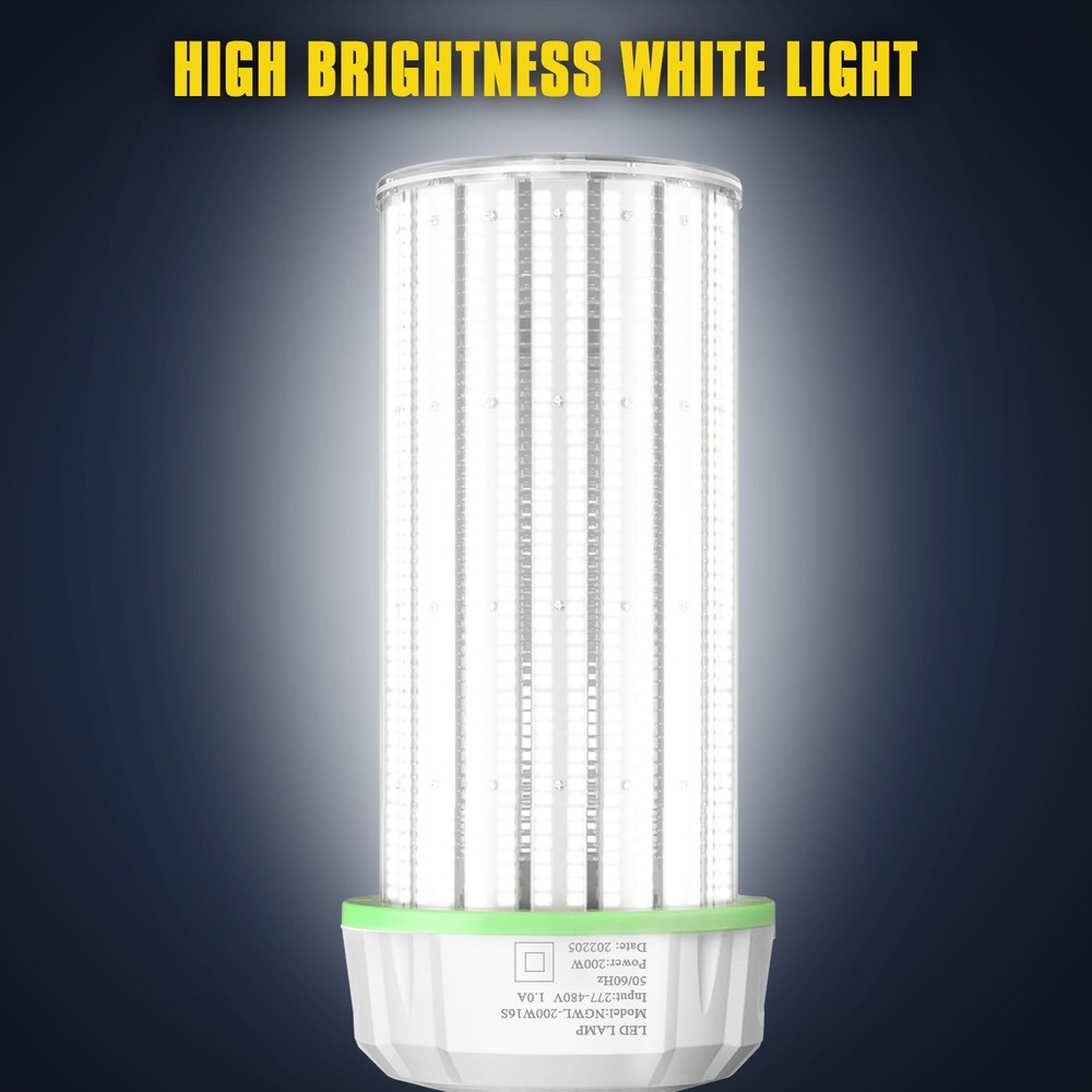 277-480V Industrial LED Corn Light Bulb 200W Warehouse Highbay Lighting E39 Base