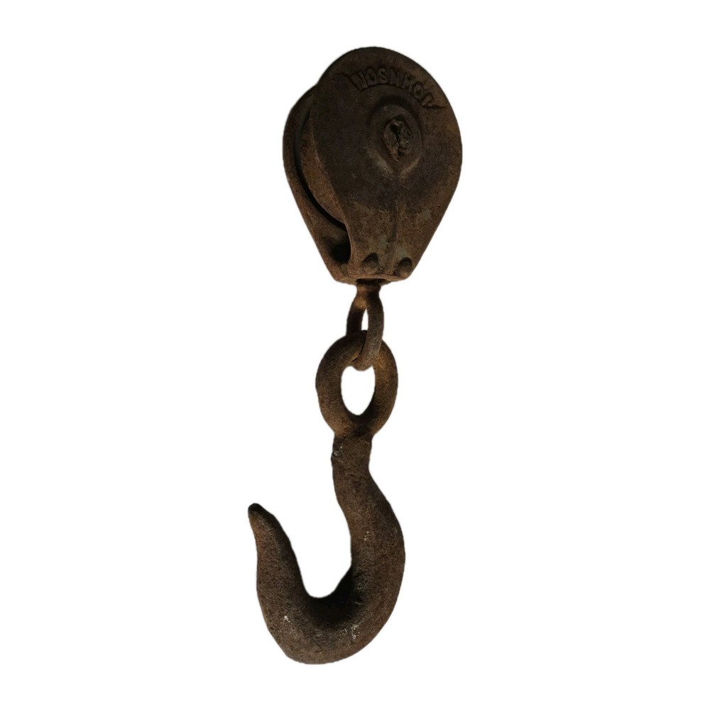 Antique Johnson Cast Iron Pulley Hook 17"
