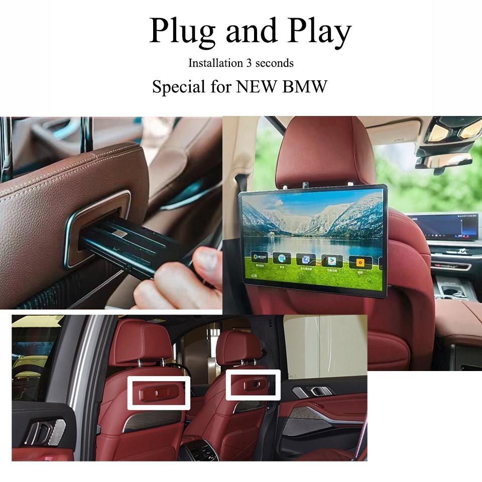 Car Monitors For BMW X5 2024 WiFi Headrest Screen Android Bluetooth HDMI Video