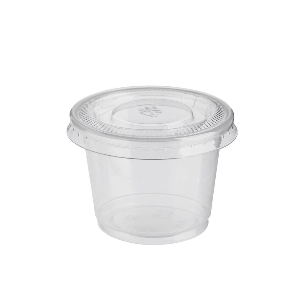 US 500 Pack 1 Ounce Clear Disposable Plastic Portion Cups With Lids For Sauces