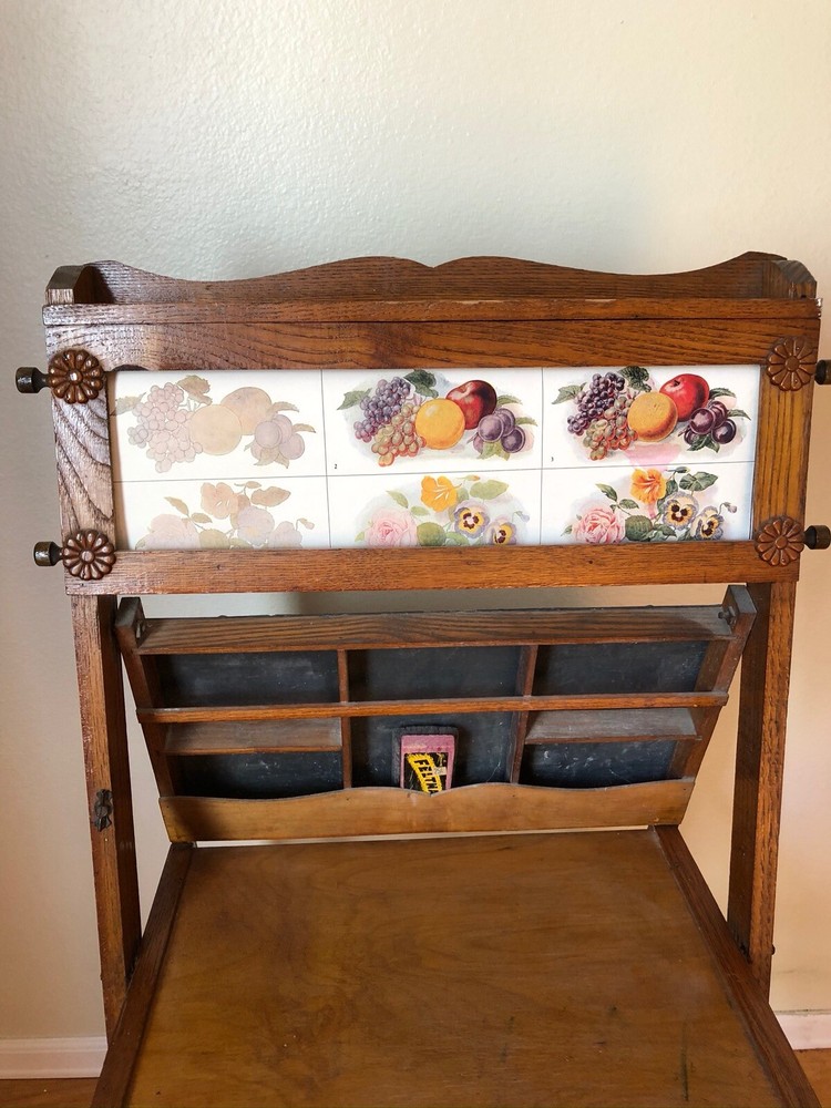 Antique Childs Desk/Easel Solid Oak With Chalk Board