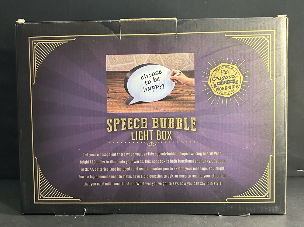 Speech Bubble Message Board Light Box “Say It With Style” NIB