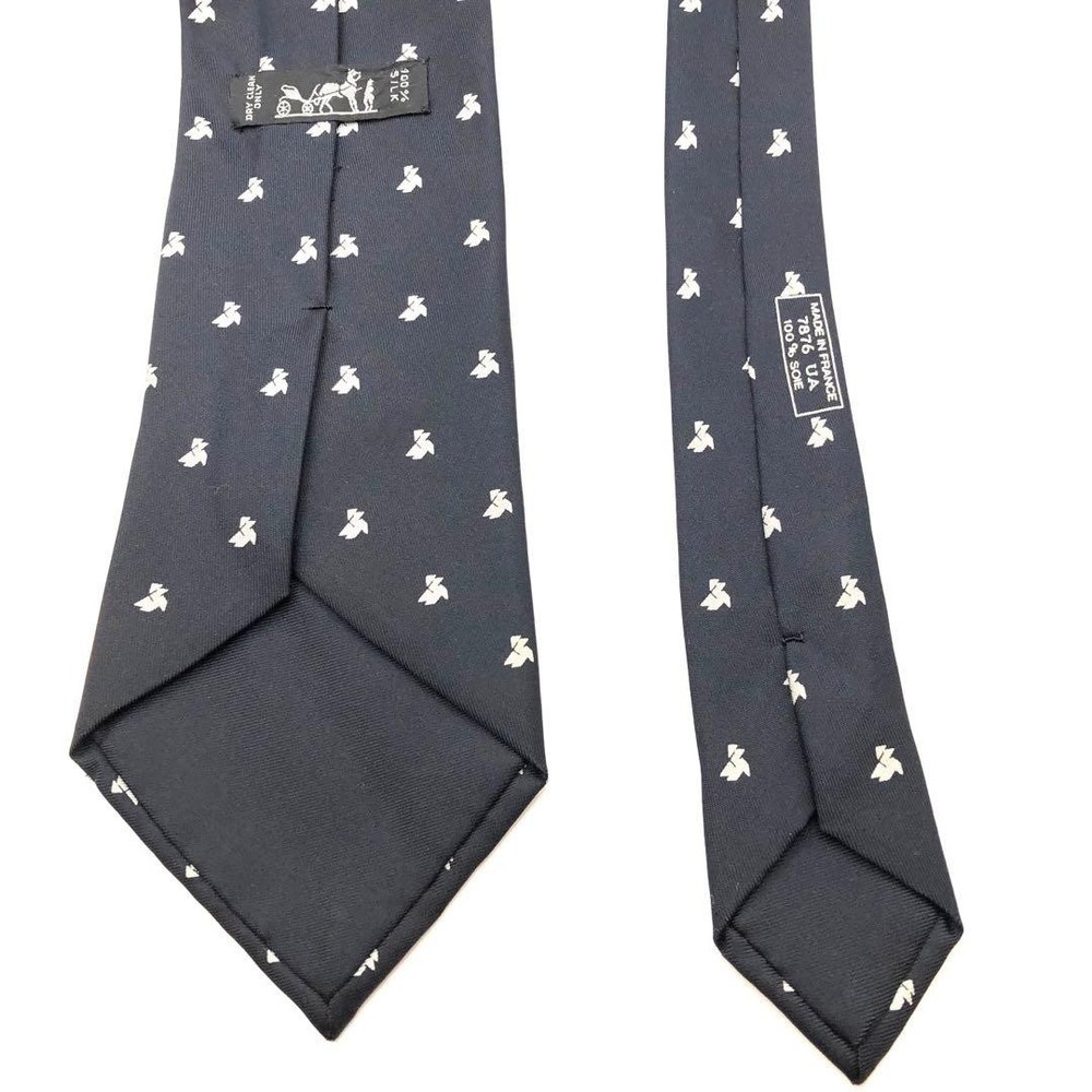 HERMES tie Hermes all over pattern fine black silk