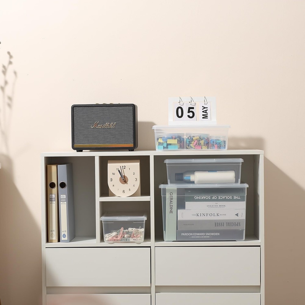 8 Packs 6 Quart Latching Storage Box,Shoe Boxes Clear Plastic Stackable Stora...