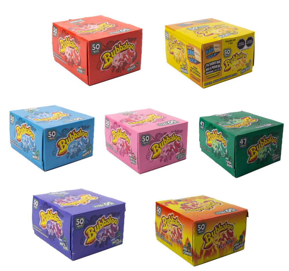 Bubbaloo Bubble Gum Assorted Flavors Mexican Chicle Candy 47 Pieces (9oz Pack)