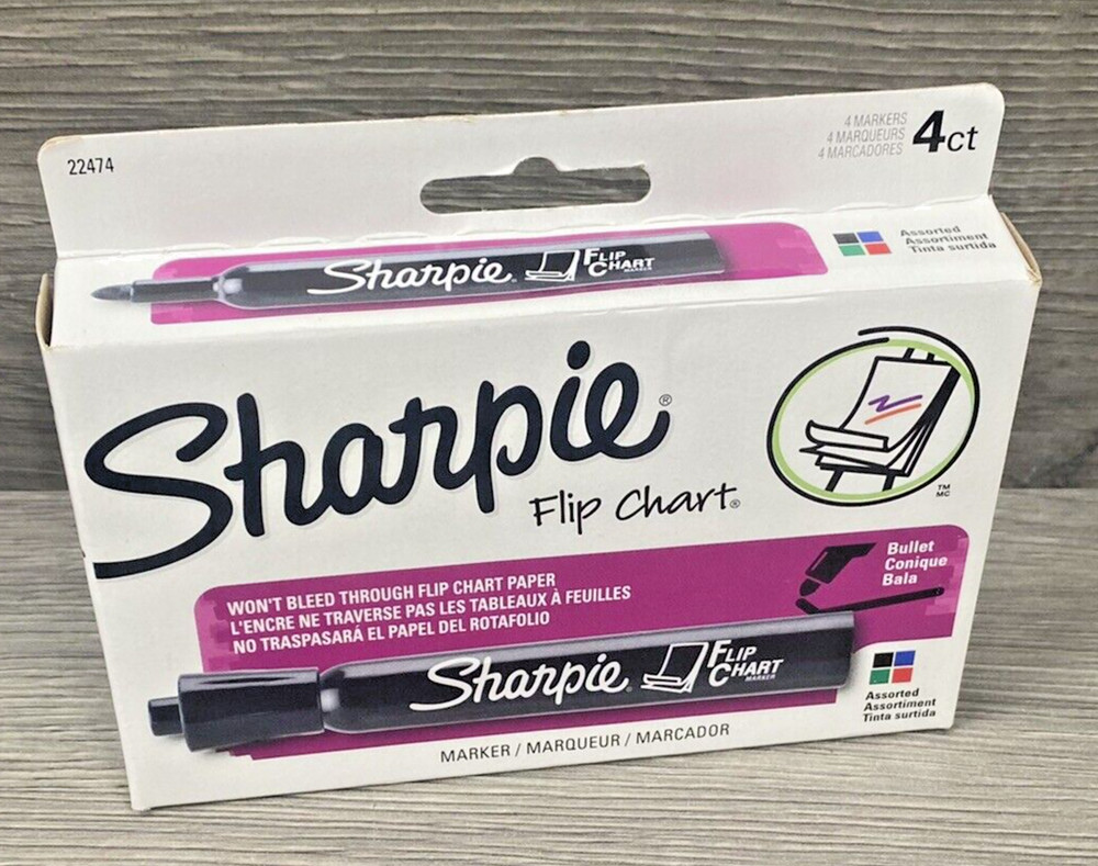 Sharpie Flip Chart Markers Bullet Tip Assorted Colors 4 per Pack