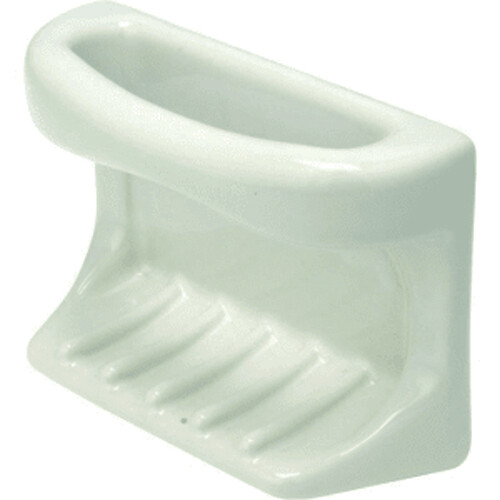 White Porcelain Soap Holder Tile-in Mount w/ rag bar