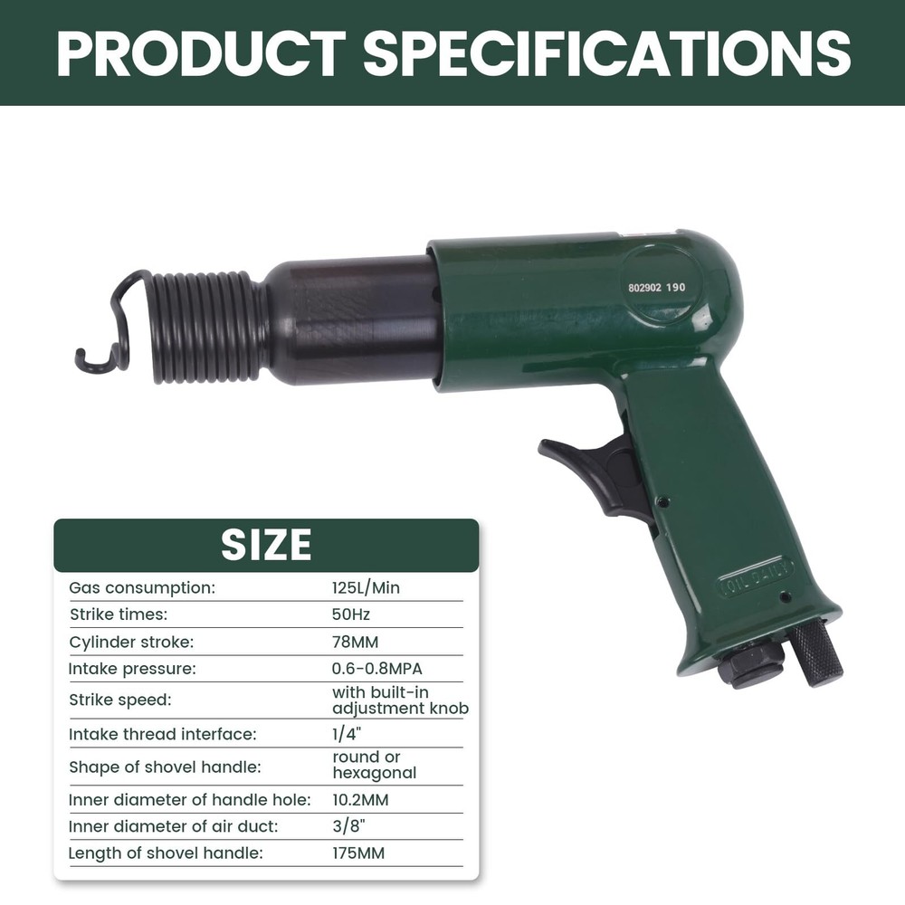 Air Hammer Kit 1/4" Air inlet thread interface w/Quick Change Retainer&3 Chisels