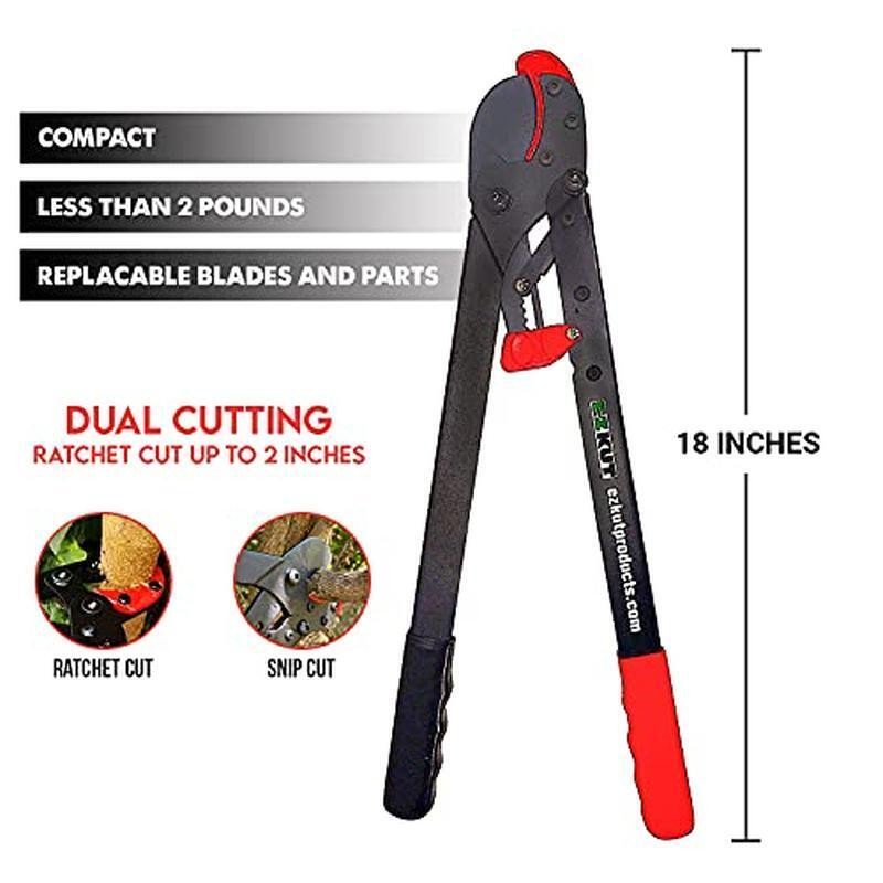Branch Cutter Loppers. Ratcheting Tree Cutter - Sub Compact Lightweight Packable