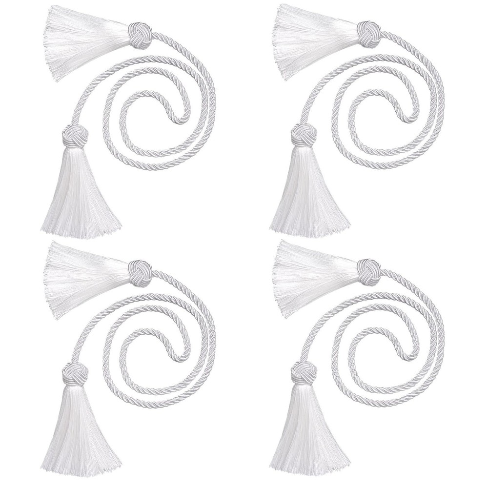4 Pack Curtain Tiebacks Window Decorative Tassels White Curtain Tiebacks Rope...