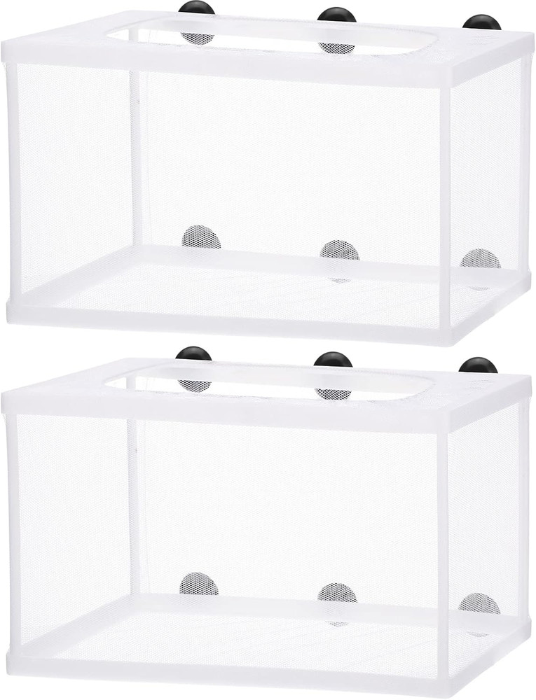 2 Pieces Fish Tank Breeder Net Mesh Breeder Box Fish Hatchery Isolation Separ...
