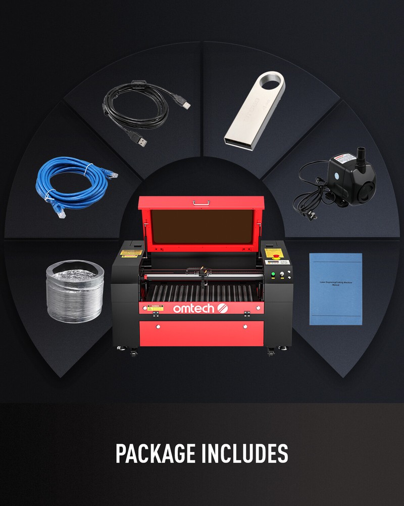 OMTech 20x28 in. 60W CO2 Laser Engraver Cutter with Basic Accessories Combo