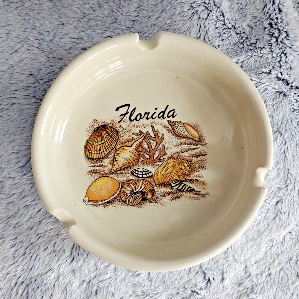 Ceramic Florida Seashell Theme Ashtray