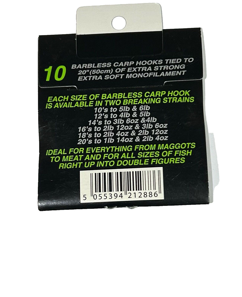 Drennan Barbless Carp Hooks to Nylon