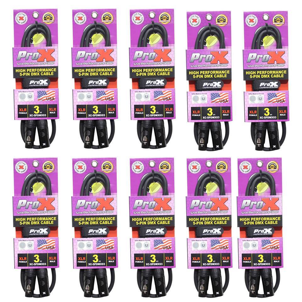 10 ProX 5 Pin High Performance Data Lighting DMX Cable 3FT