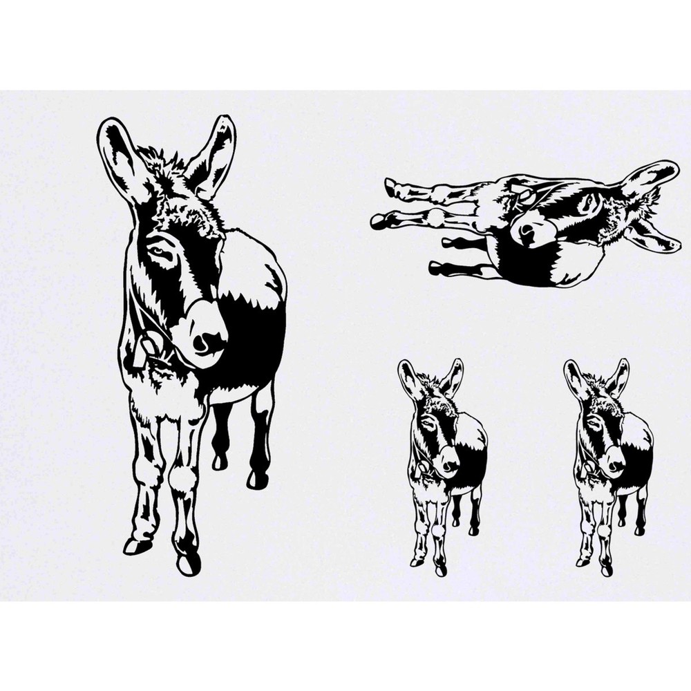 4 x 'Friendly Donkey' Temporary Tattoos / Transfers (TO00007636)