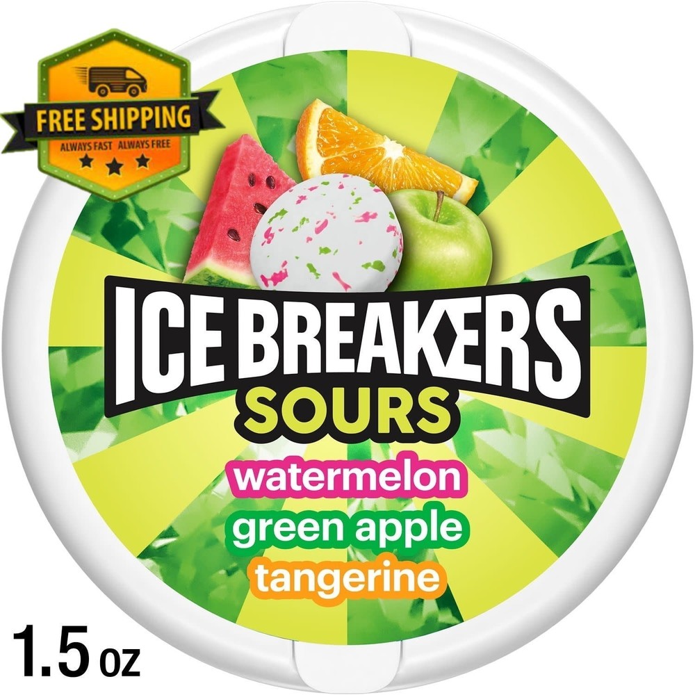 Ice Breakers Sours Assorted Fruit Sugar-Free Mints – 1.5 oz Puck