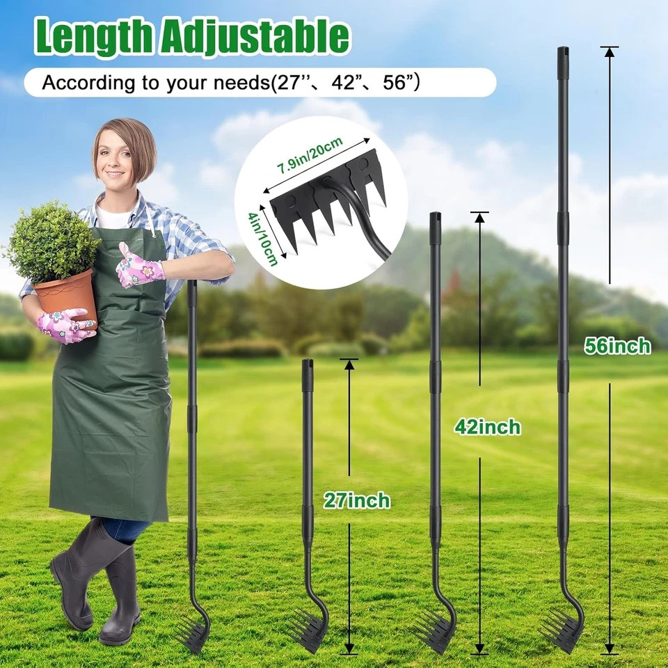 Weed Puller Tool, Garden Weeding Rake Tools with Detachable Long Handle, 56 Inch