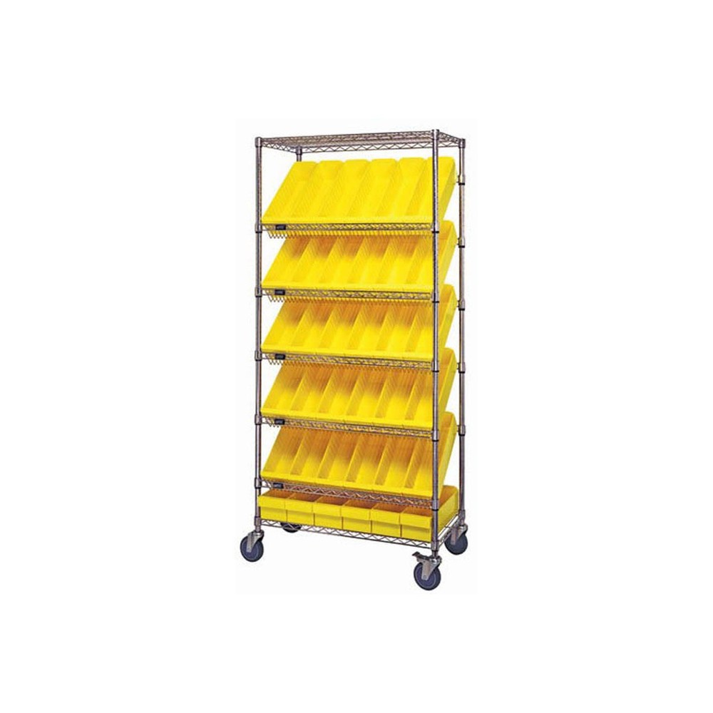 Quantum MWRS-7-602 NSF 7 Shelf Chrome Mobile Bin Systems Wire Shelving Unit -...