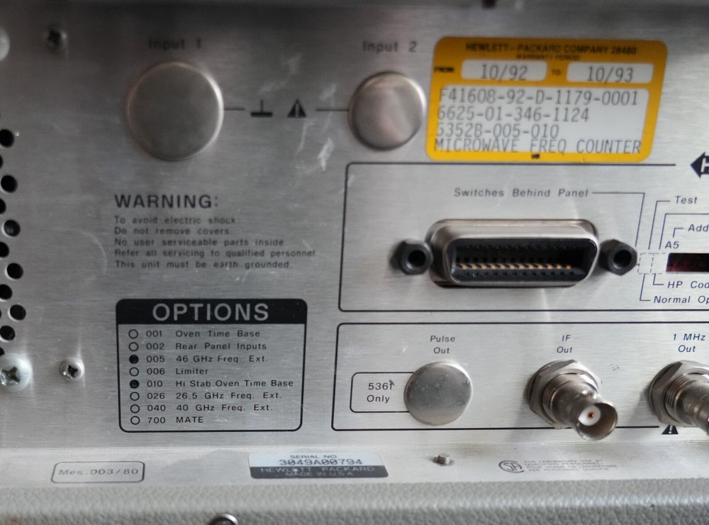 HP 5352B 005 010 46GHz Microwave Frequency Counter