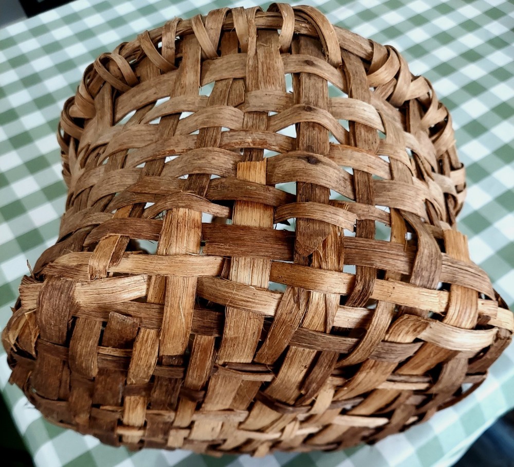 Vintage Split Oak Hand Woven Rustic Basket