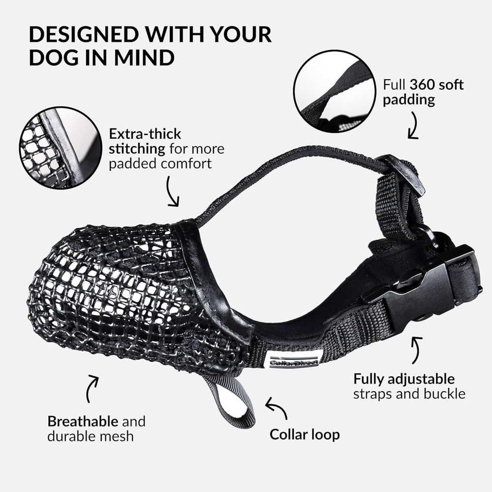 Soft Dog Muzzle Breathable Mesh Anti Bite Adjustable Small Medium Large Dogs