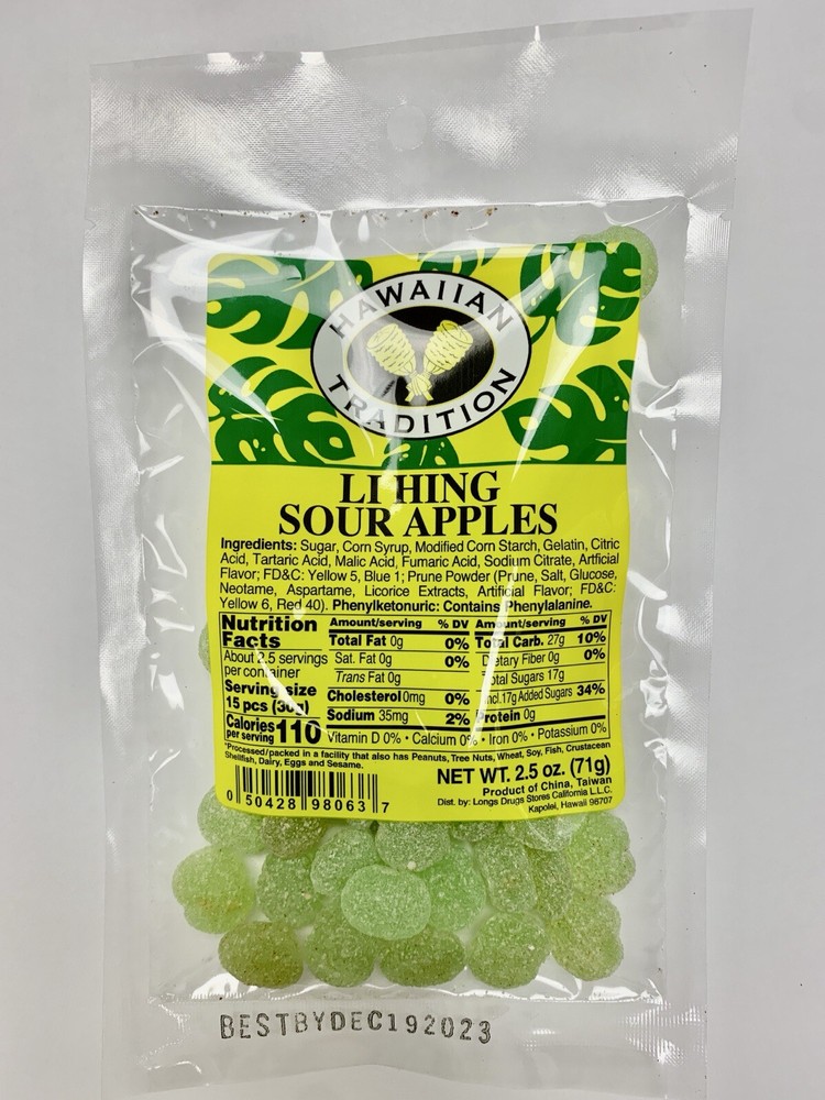 Hawaii UNIQUE FLAVOR Li Hing Sour Apple 2.5oz