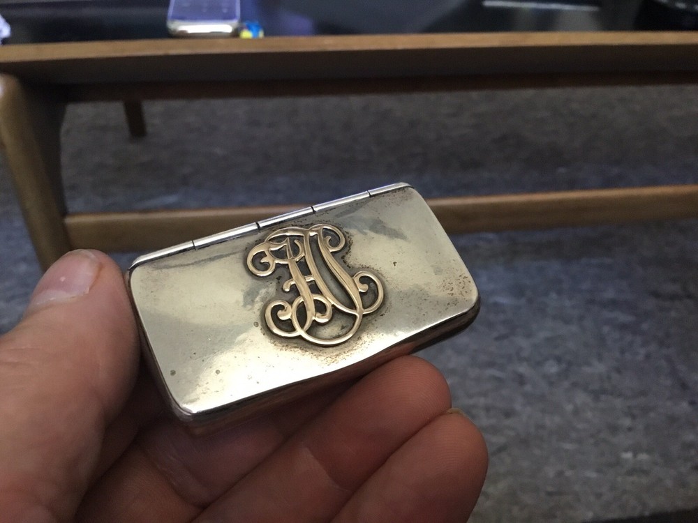 Antique Sterling Silver/Gold Snuff Box/ Pill Box