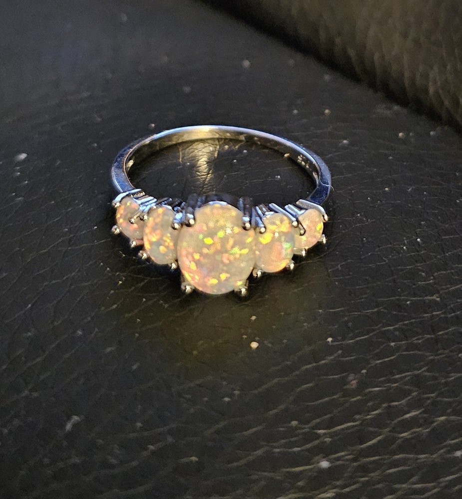 Elegant design Fire Opal Rings In Silver Ring Size 8, 9