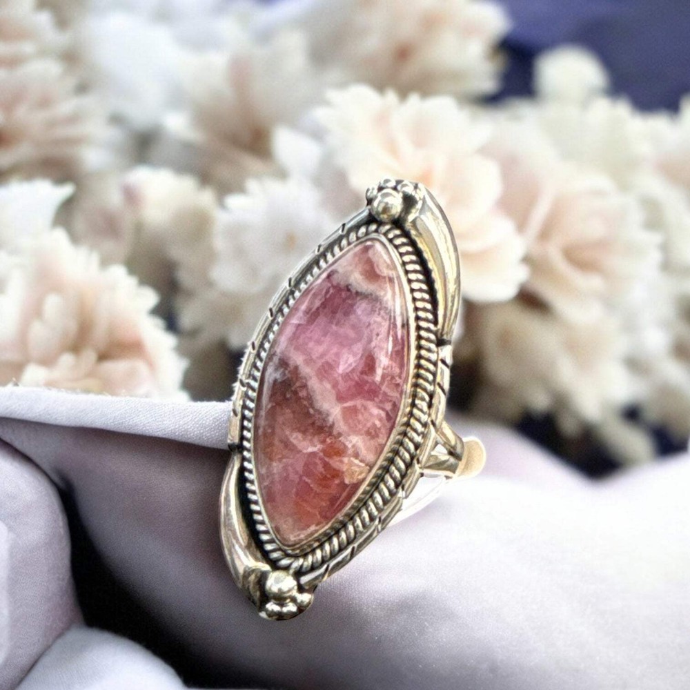 Cobalto Calcite Solid 925 Sterling Silver Ring 7.5