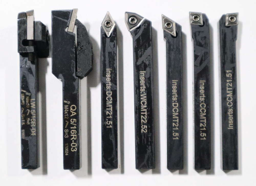 7 PC SET,  5/16" INDEXABLE TURNING TOOLS W/ CARBIDE INSERTS INSTALLED     L188