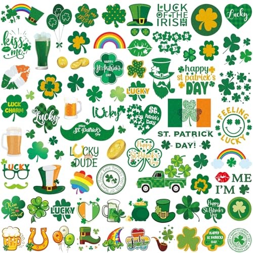 Day Temporary Tattoos, 23 Sheets St Patricks Day Glitter St Patricks