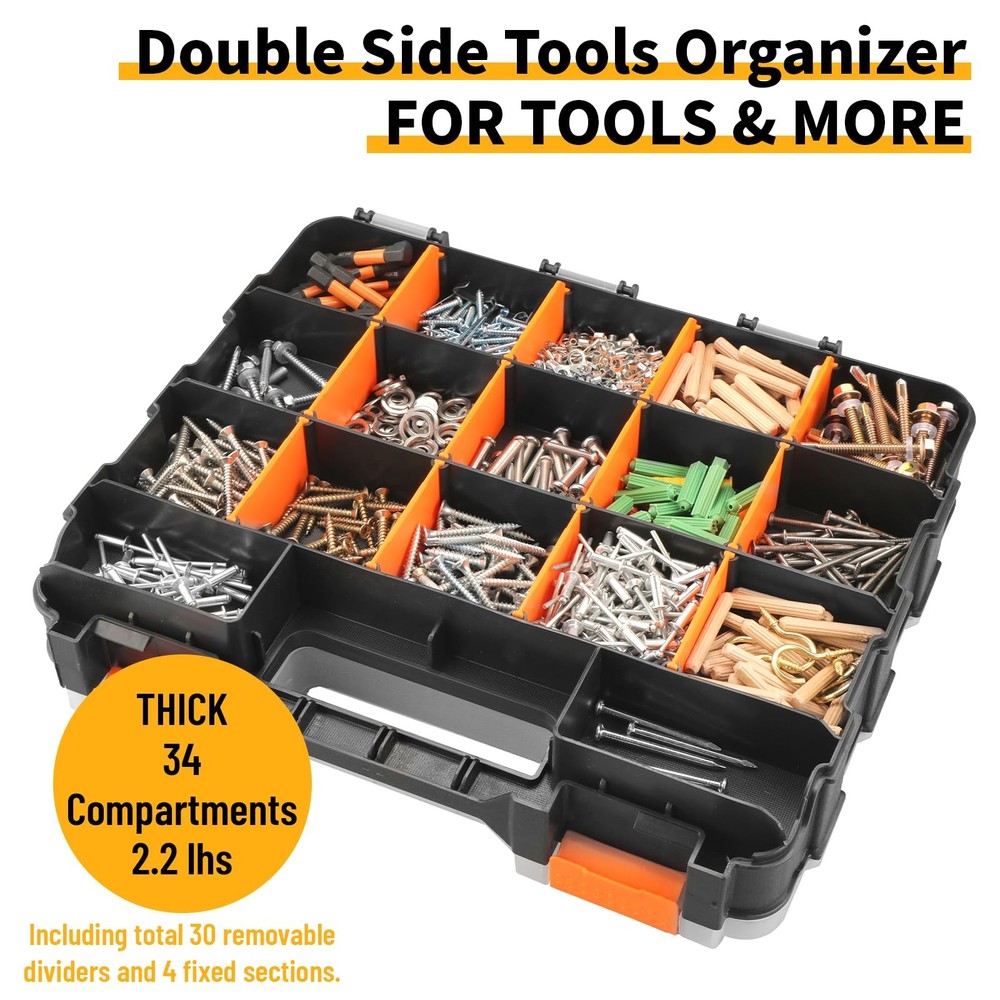 GRENPRO Mini Tool Box Organizer, Plastic Small with Dividers, black