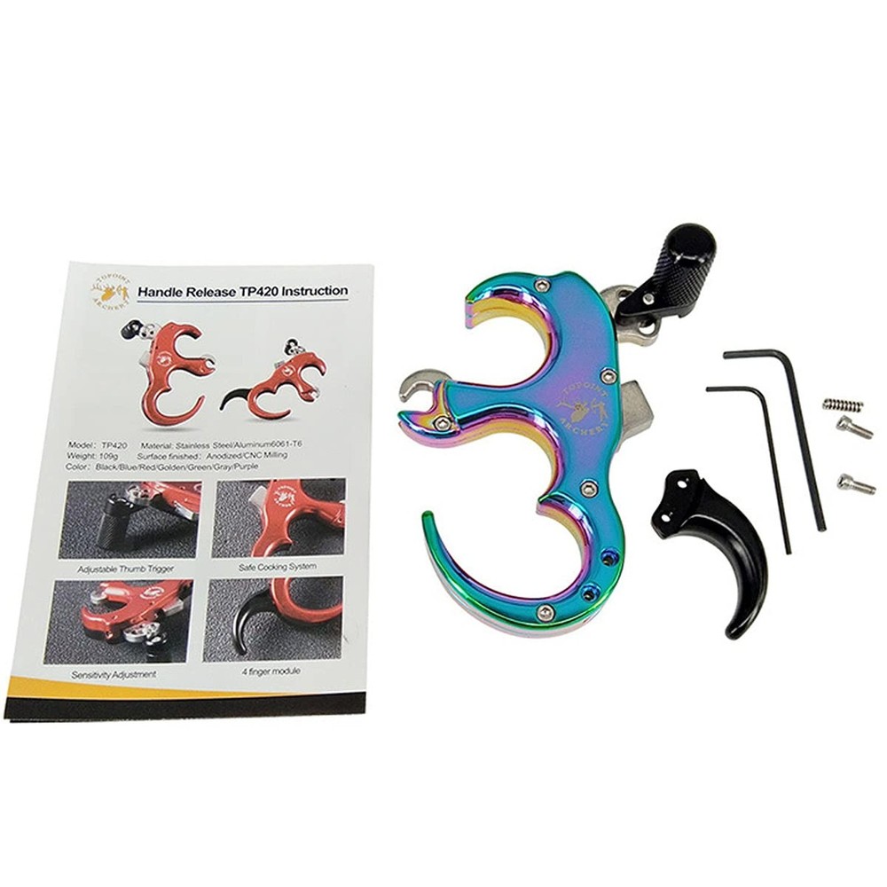 Compound Bow Release Aid Thumb Release 3/4 Fingers Adjustable Automatic Thumb...