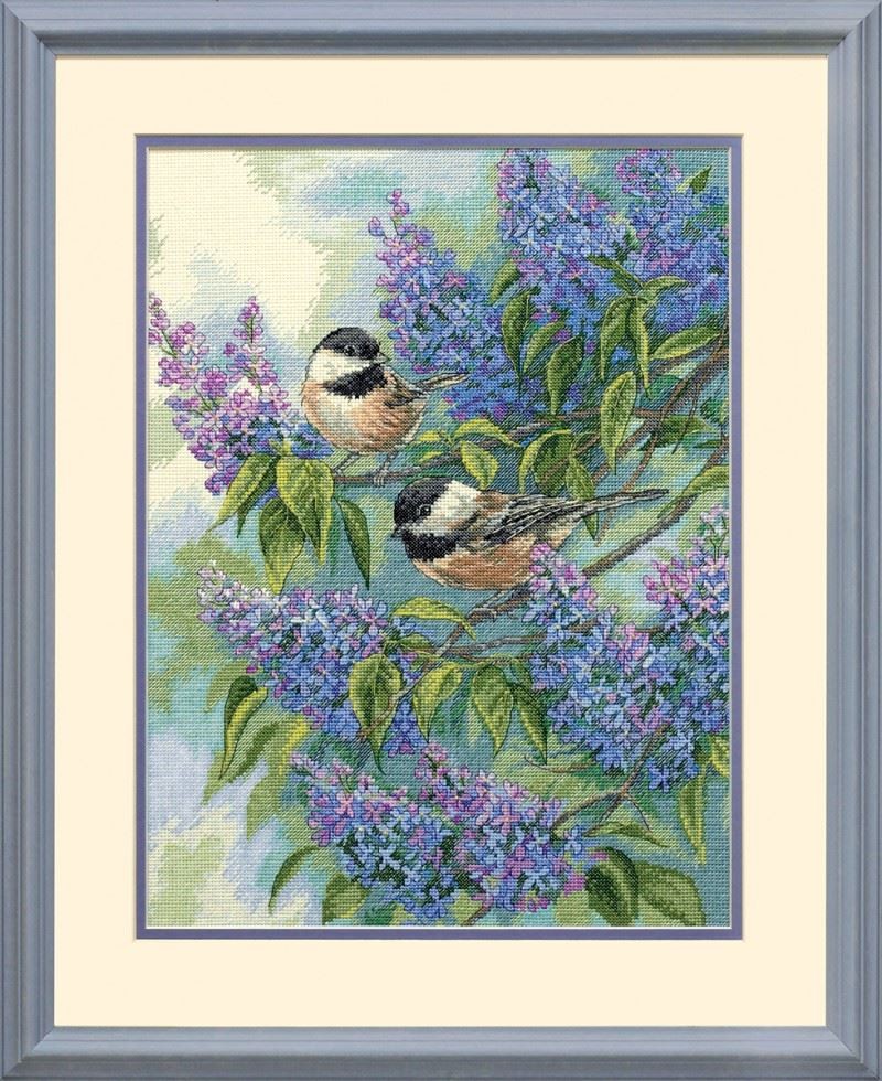 Dimensions Counted Cross Stitch Kit Chickadees & Lilacs