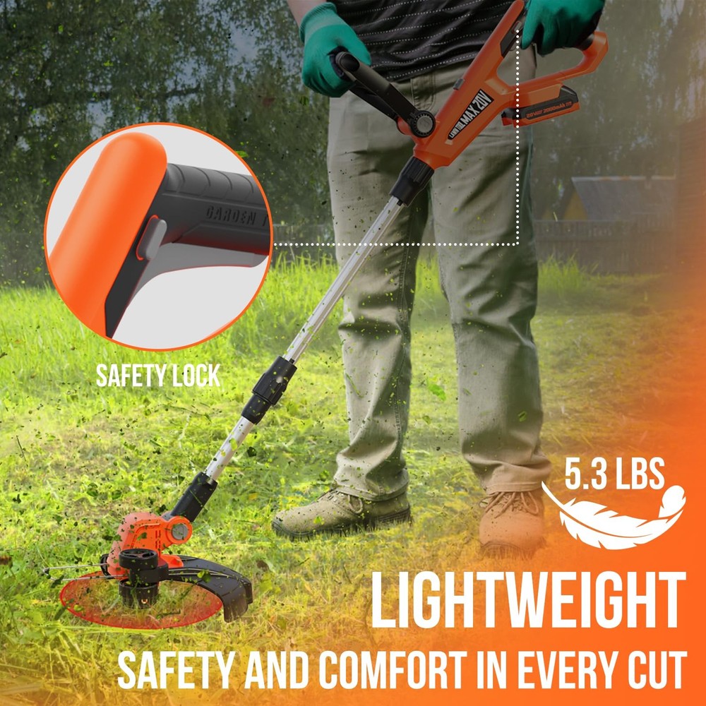 12 Inch 20V Cordless Weed Wacker with Automatic Line Feed, 2 in 1 String Trim...