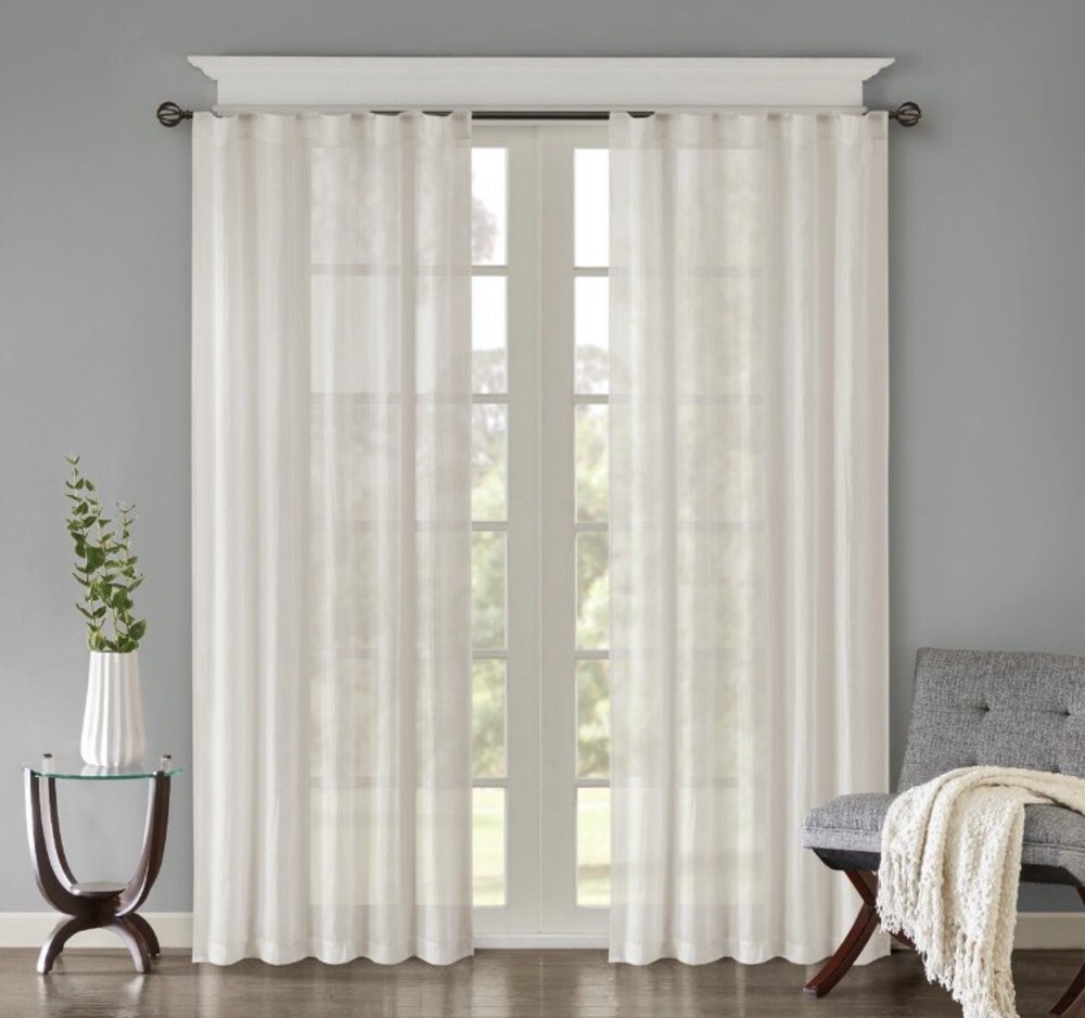 Set of 2 Avery Solid Crushed light weight filtering thin curtains 84in X 84in