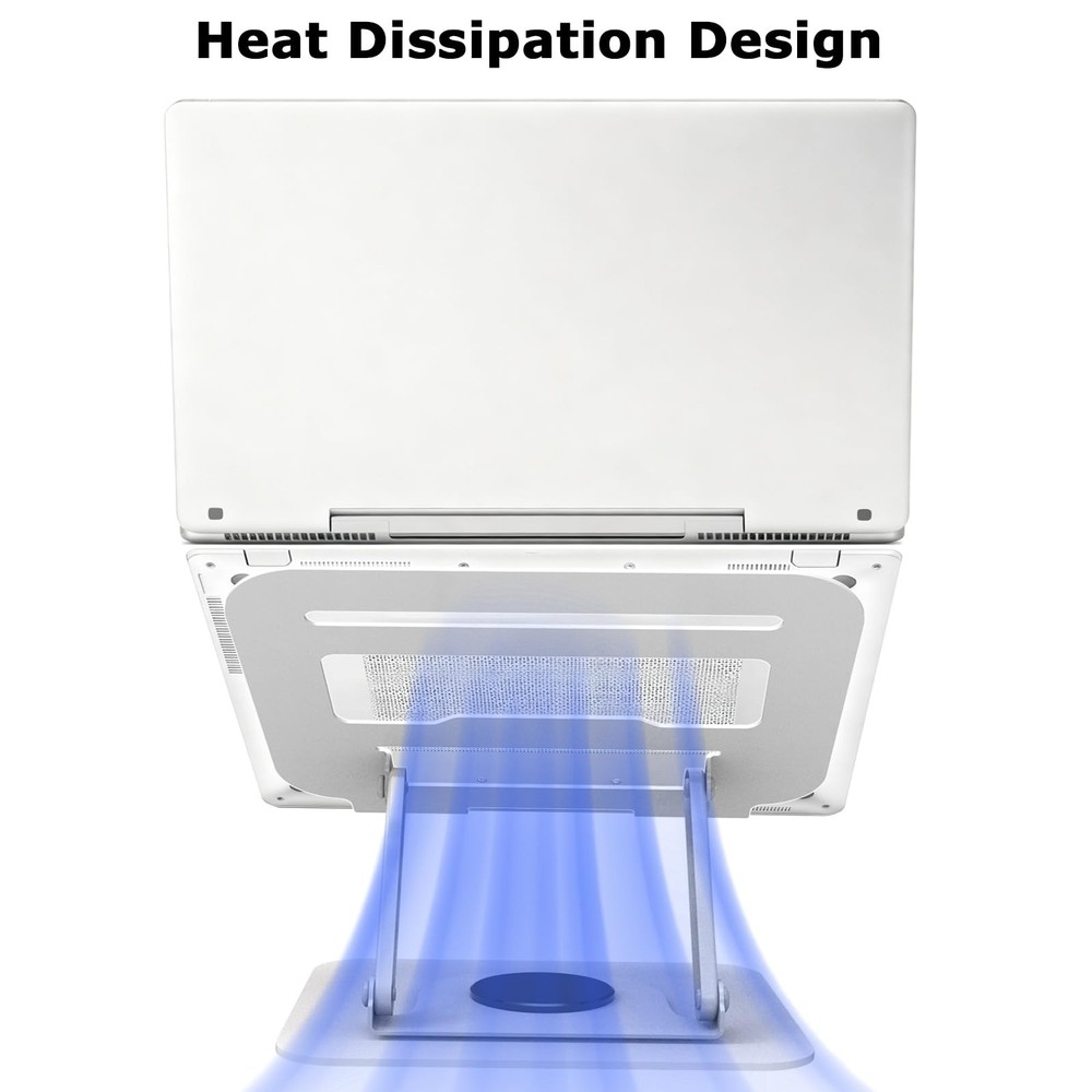 Silver Adjustable Laptop Stand 360 Rotating Computer Riser Fits 18 Inch PC