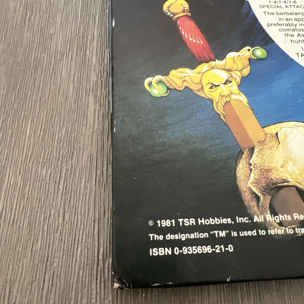 Nice Advanced Dungeons & Dragons Fiend Folio Monster TSR 1981 1st edition