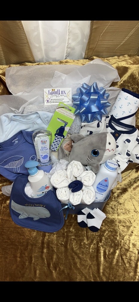 Whale Theme Baby Shower Gift Basket  for Boy