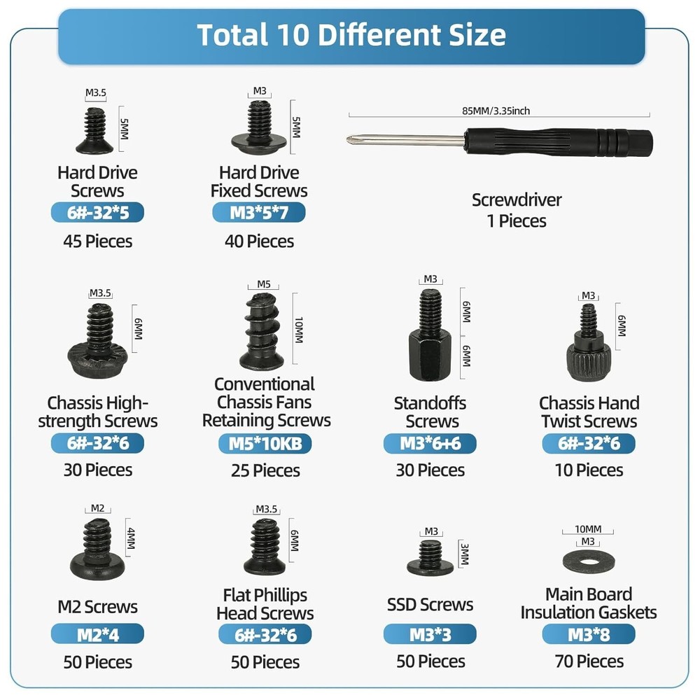 "400Pcs Computer Screws Standoffs Kit SSD Screw for Universal Motherboard PC "