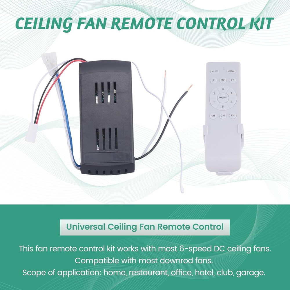 Universal Ceiling Fan Remote Control Kit Replacement, 6-Speed & Timing, Remote R