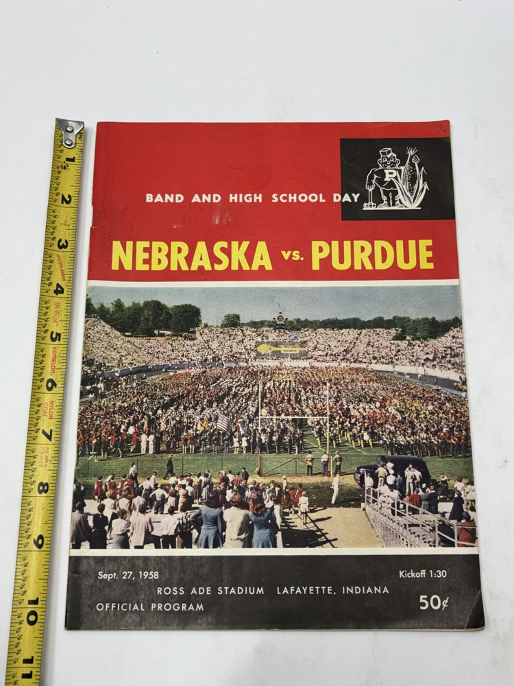 1958 Nebraska Vs. Purdue football program NCAA