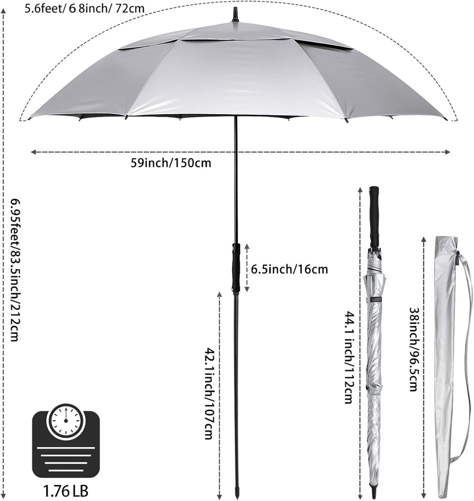 Vented 68" UV Protection Golf/Beach Umbrella - Auto Open and Windproof