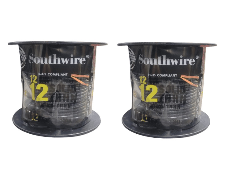 2-PACK Southwire 100 ft. 12 Black Solid CU THHN Wire 11587338
