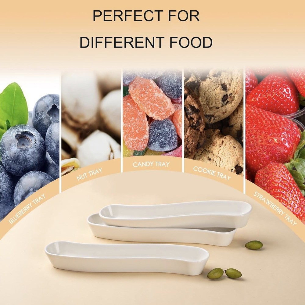 3-Pack Olive Plates-Versatile Ceramic Olive Tray for Snacks, Appetizers Platt...