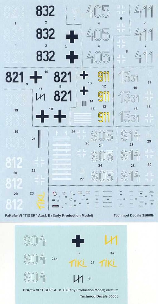 Techmod Decals 1/35 German PzKpfw VI TIGER E TANK EARLY MODEL